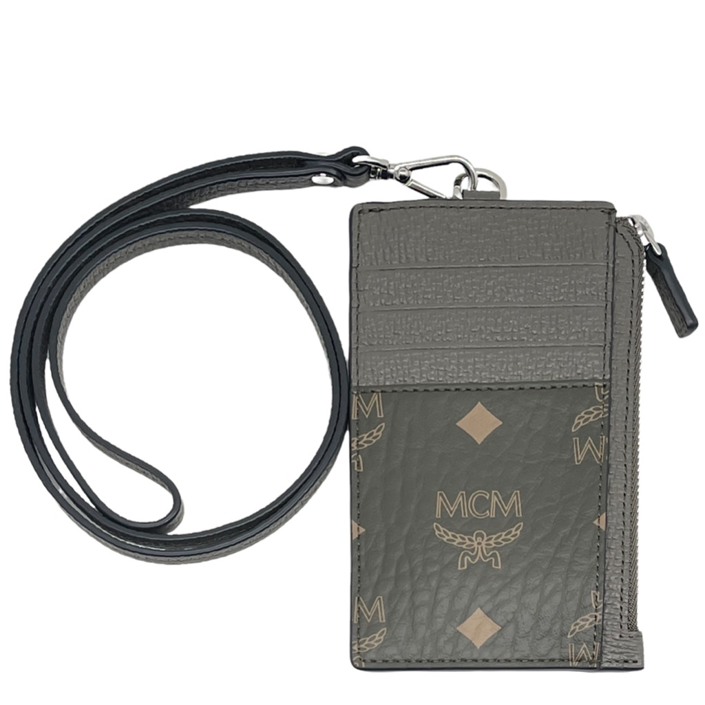 Mcm New Lanyard Logo Card Case Leather Sea Turtle Wallet